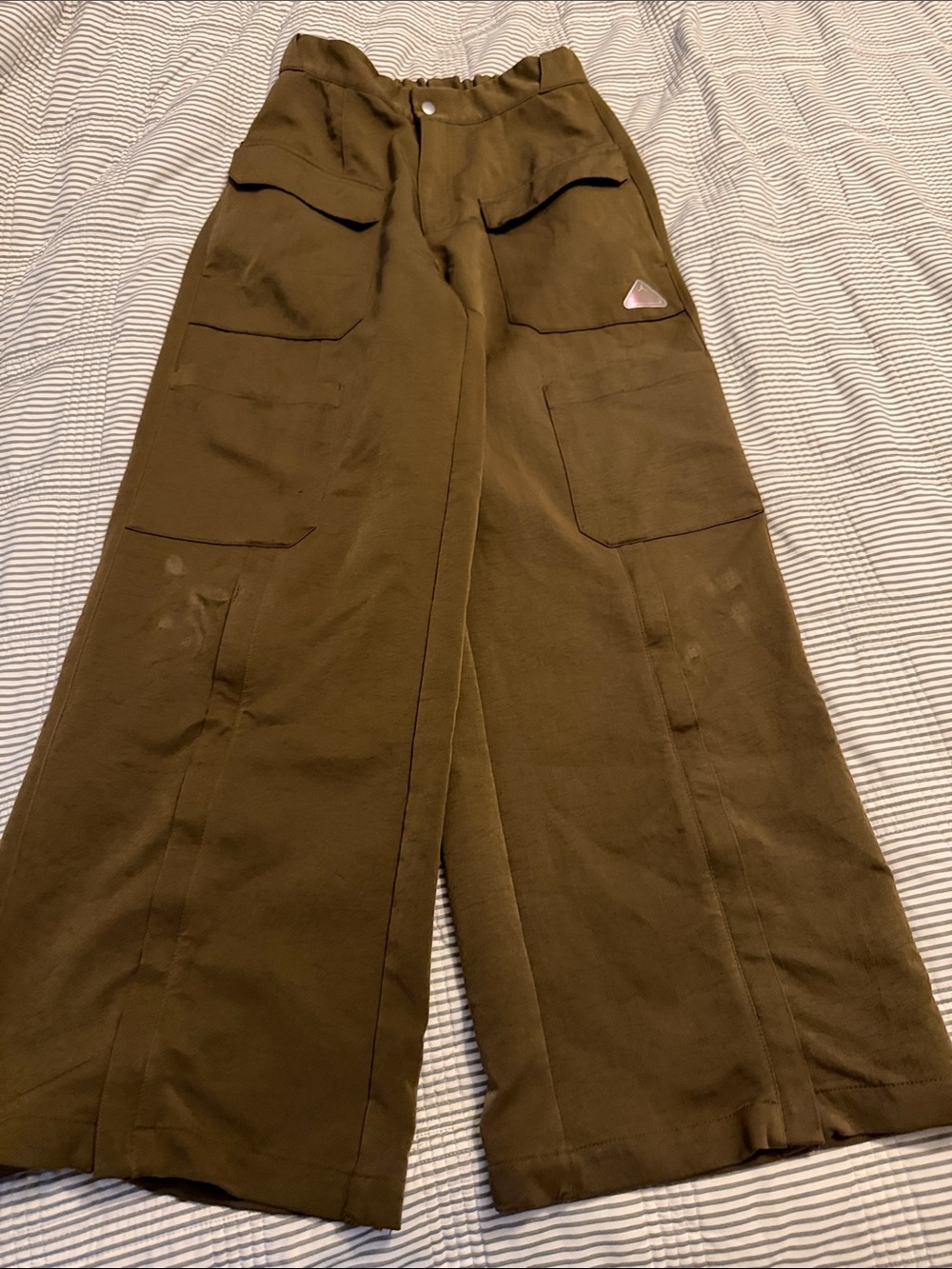 Jordan Olive Green Wide-Leg Cargo Trousers